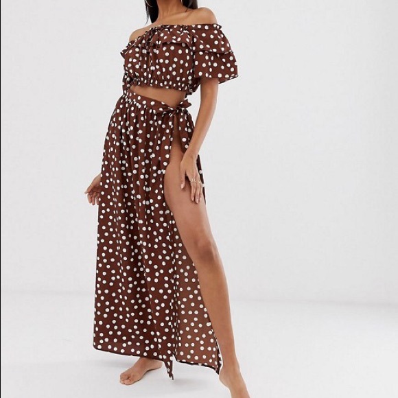 polka dot crop top and skirt